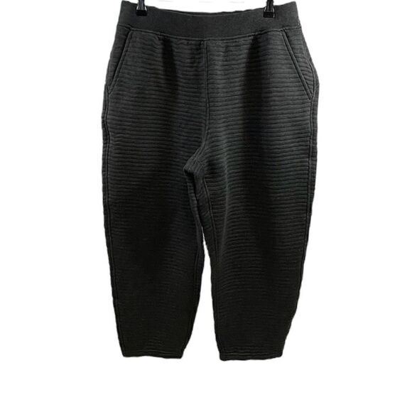 Athleta NWOT Gray Striped Wide Sweatpants Size MP - Picture 1 of 9
